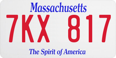 MA license plate 7KX817