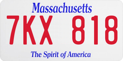 MA license plate 7KX818