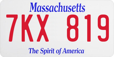 MA license plate 7KX819