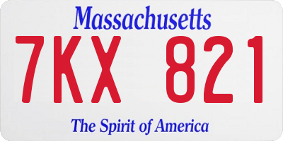 MA license plate 7KX821