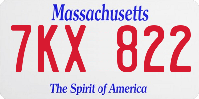 MA license plate 7KX822