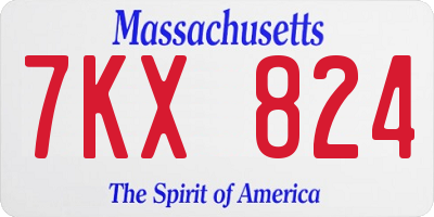 MA license plate 7KX824