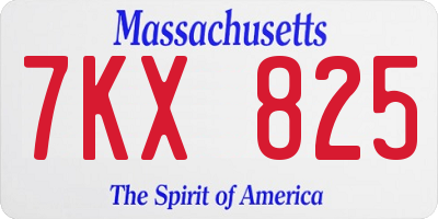 MA license plate 7KX825