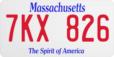 MA license plate 7KX826