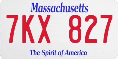 MA license plate 7KX827