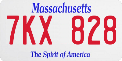 MA license plate 7KX828