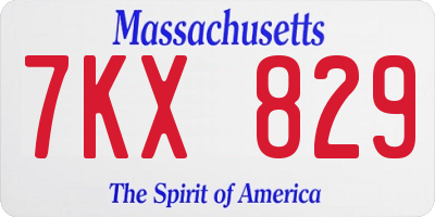 MA license plate 7KX829