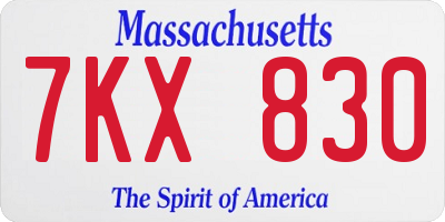 MA license plate 7KX830