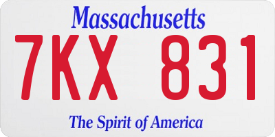 MA license plate 7KX831