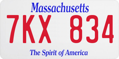 MA license plate 7KX834