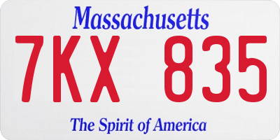 MA license plate 7KX835