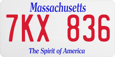 MA license plate 7KX836