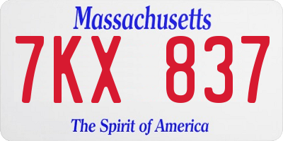 MA license plate 7KX837