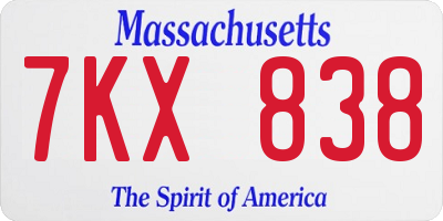 MA license plate 7KX838
