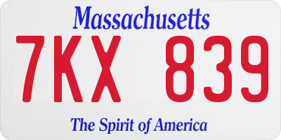 MA license plate 7KX839