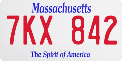MA license plate 7KX842