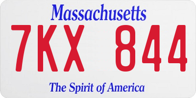 MA license plate 7KX844