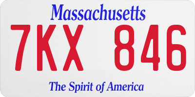 MA license plate 7KX846