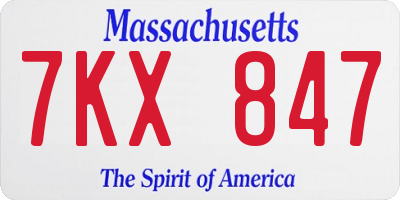 MA license plate 7KX847