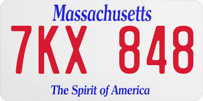 MA license plate 7KX848