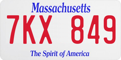 MA license plate 7KX849