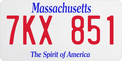 MA license plate 7KX851