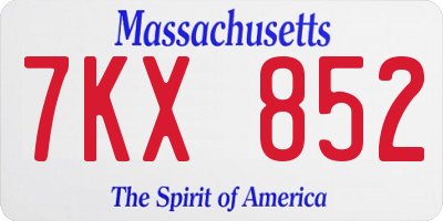 MA license plate 7KX852