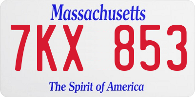 MA license plate 7KX853
