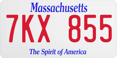 MA license plate 7KX855