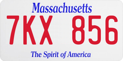MA license plate 7KX856