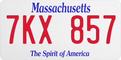 MA license plate 7KX857