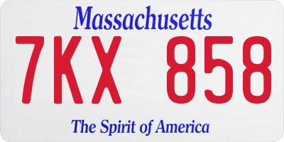 MA license plate 7KX858