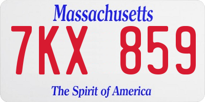 MA license plate 7KX859