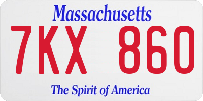 MA license plate 7KX860