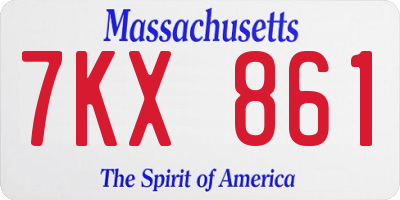 MA license plate 7KX861