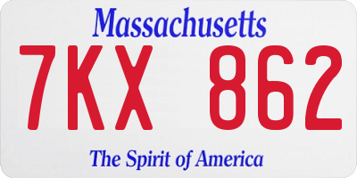 MA license plate 7KX862