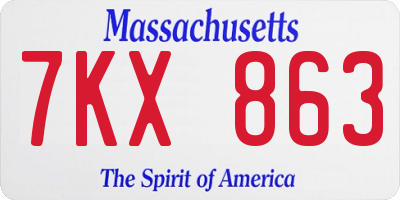 MA license plate 7KX863