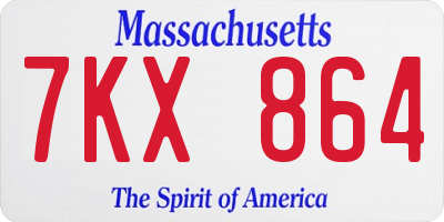 MA license plate 7KX864
