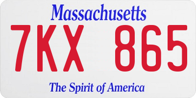 MA license plate 7KX865