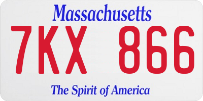 MA license plate 7KX866