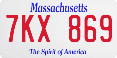 MA license plate 7KX869