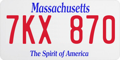 MA license plate 7KX870