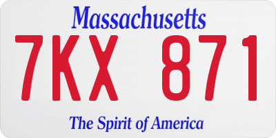 MA license plate 7KX871