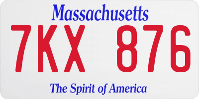 MA license plate 7KX876