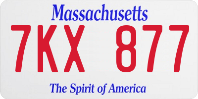 MA license plate 7KX877