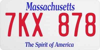 MA license plate 7KX878