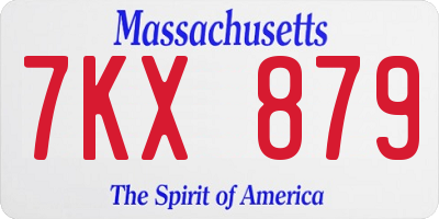 MA license plate 7KX879