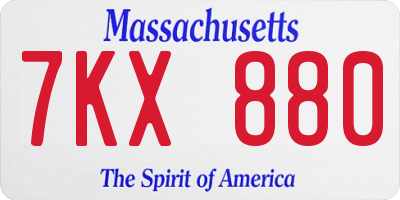 MA license plate 7KX880