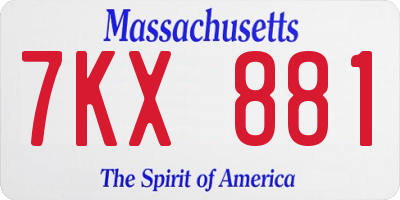 MA license plate 7KX881