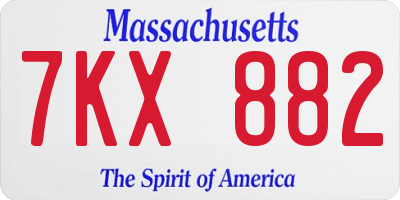 MA license plate 7KX882
